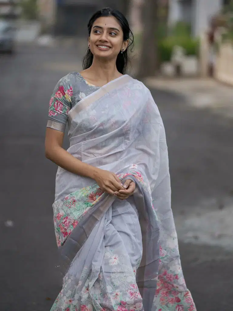 MG 356 Linen Digital Printed Sarees Wholesale Shop In Surat